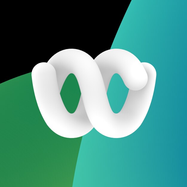 A white Webex logo on a green, blue, and black background