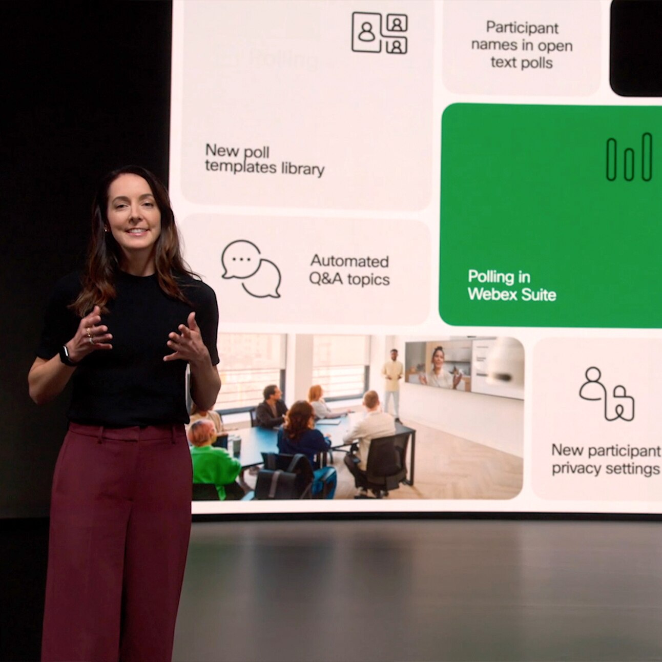 Cisco's Nikki Heyder presents onstage at WebexOne 2022.
